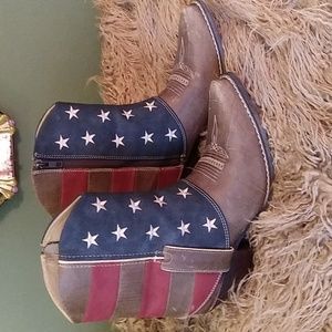 Ladies Womans Durango Snip Toe Cowboy Boots, Side Zipper, Size 8 Medium